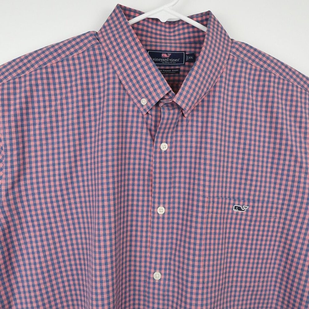Vineyard Vines Slim Fit Tucker Shirt Long Sleeve XXL Blue Pink Check Button Down